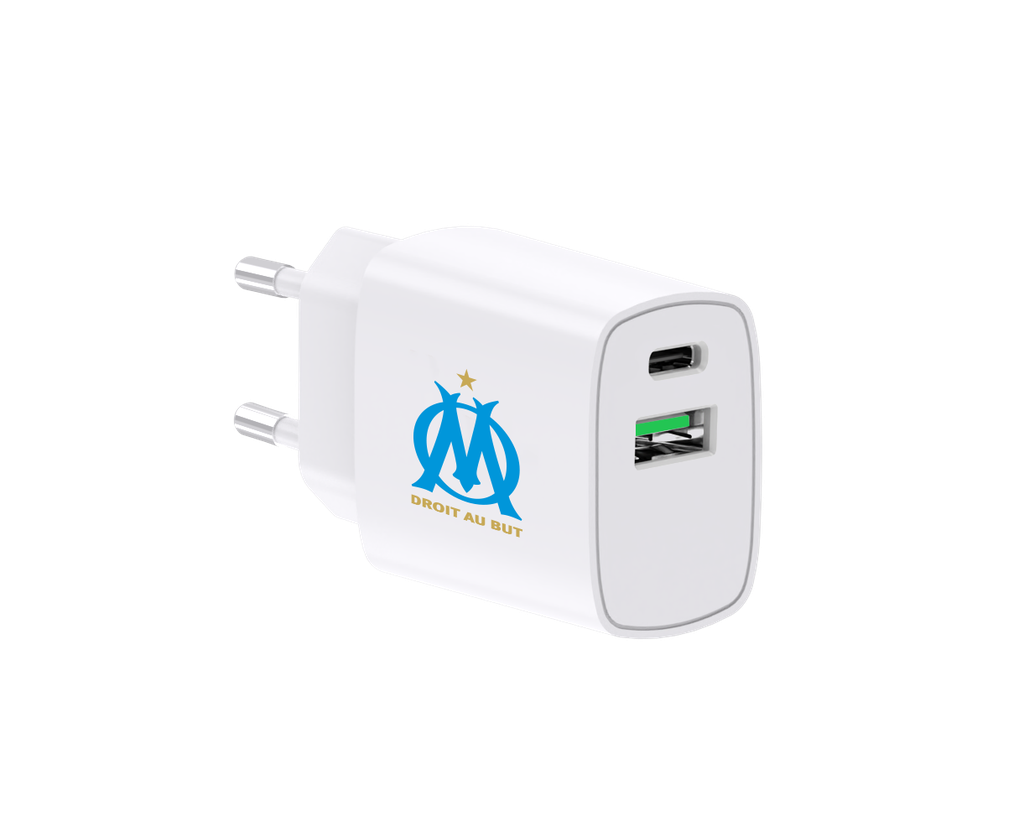 Chargeur rapide 20W A+C blanc (Olympique de Marseille)