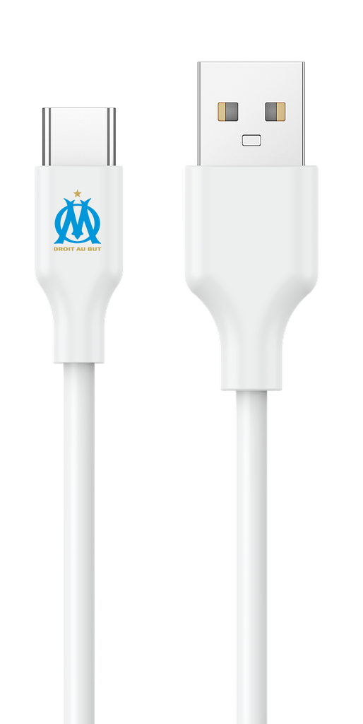 Câble A vers C PVC blanc 1 mètre (Olympique de Marseille)