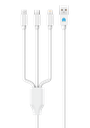 Câble 3 en 1 PVC blanc 1mètre (Olympique de Marseille)