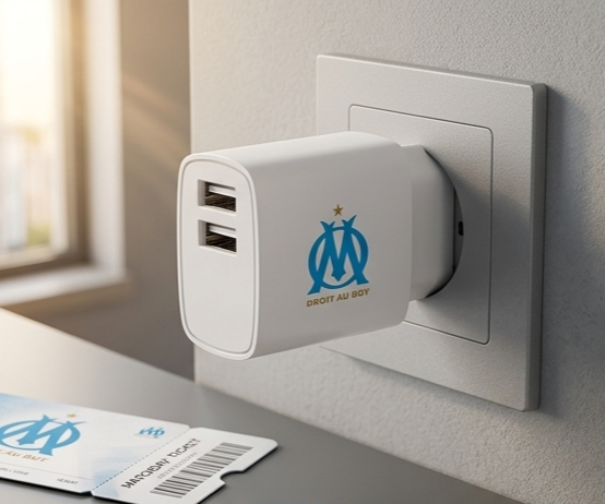 Chargeur 12W avec 2 USB A (Olympique de Marseille)
