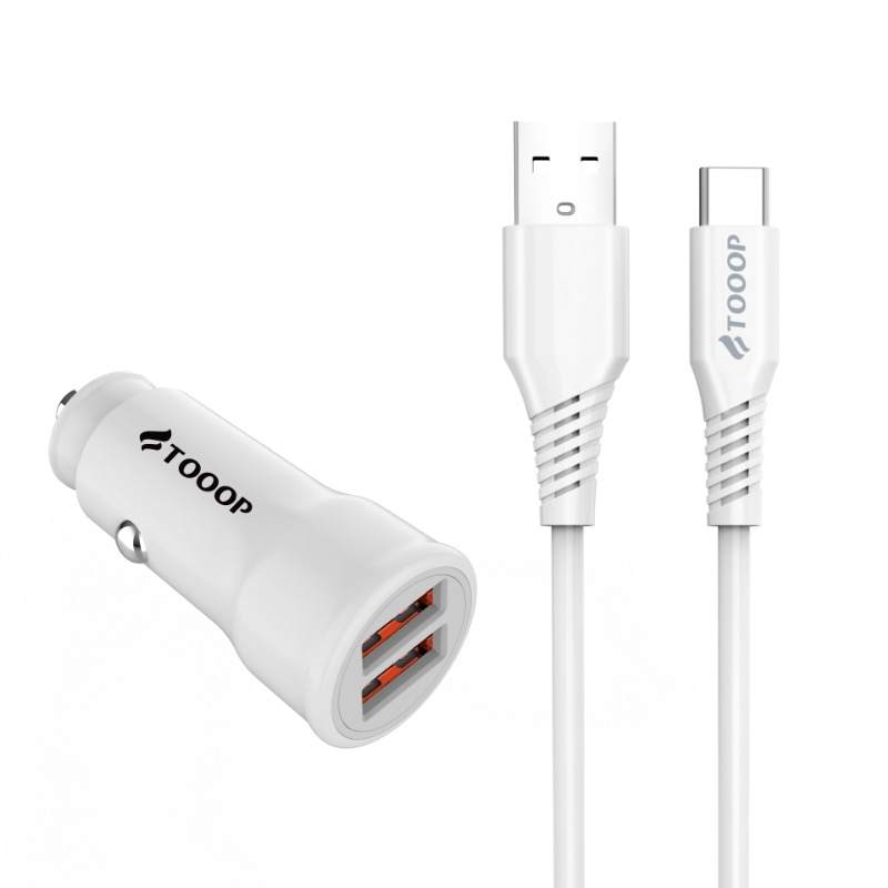 Kit chargeur 20W voiture double USB + câble USB vers type-c 