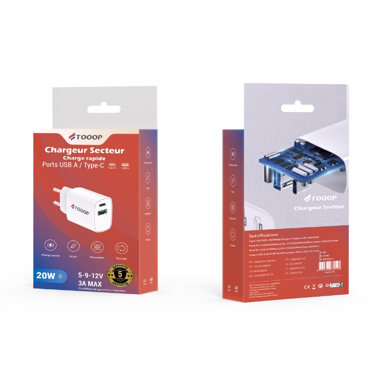 Chargeur rapide 20W A+C blanc
