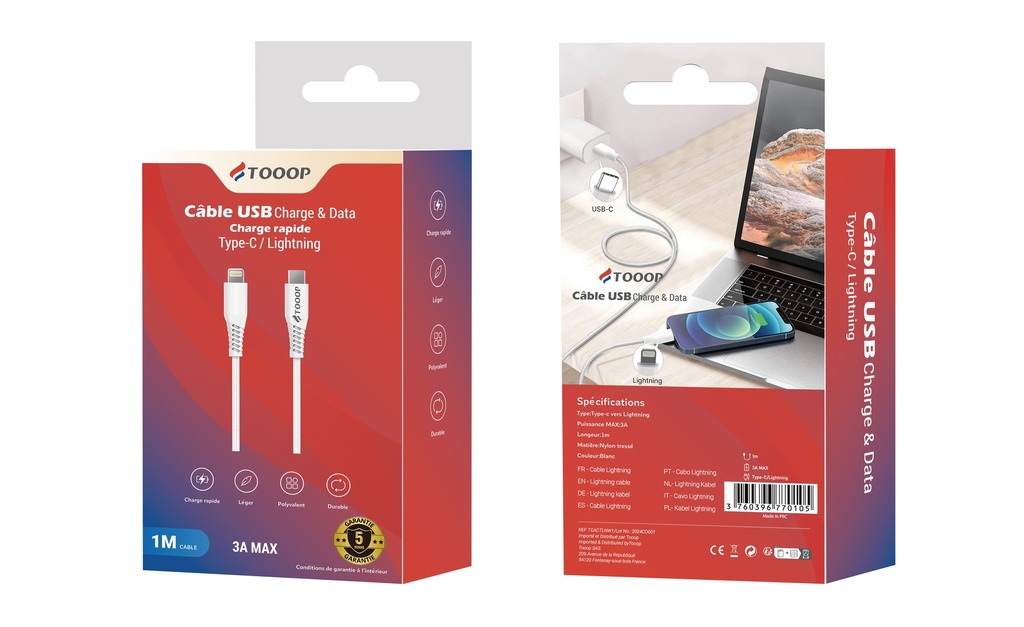 Câble C vers Lightning PVC