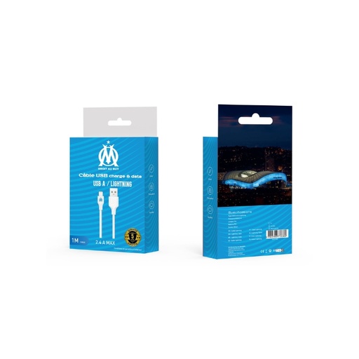 Câble A vers Lightning PVC (Olympique de Marseille)