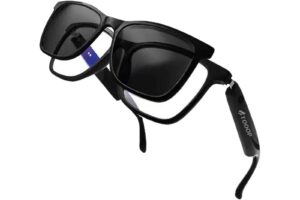 Les lunettes connectées 2-en-1 TOOOP allient correction visuelle, protection solaire et technologie Bluetooth. Idéales pour travailler, conduire, ou se déplacer tout en écoutant sa musique et en prenant ses appels, sans jamais sortir son téléphone.